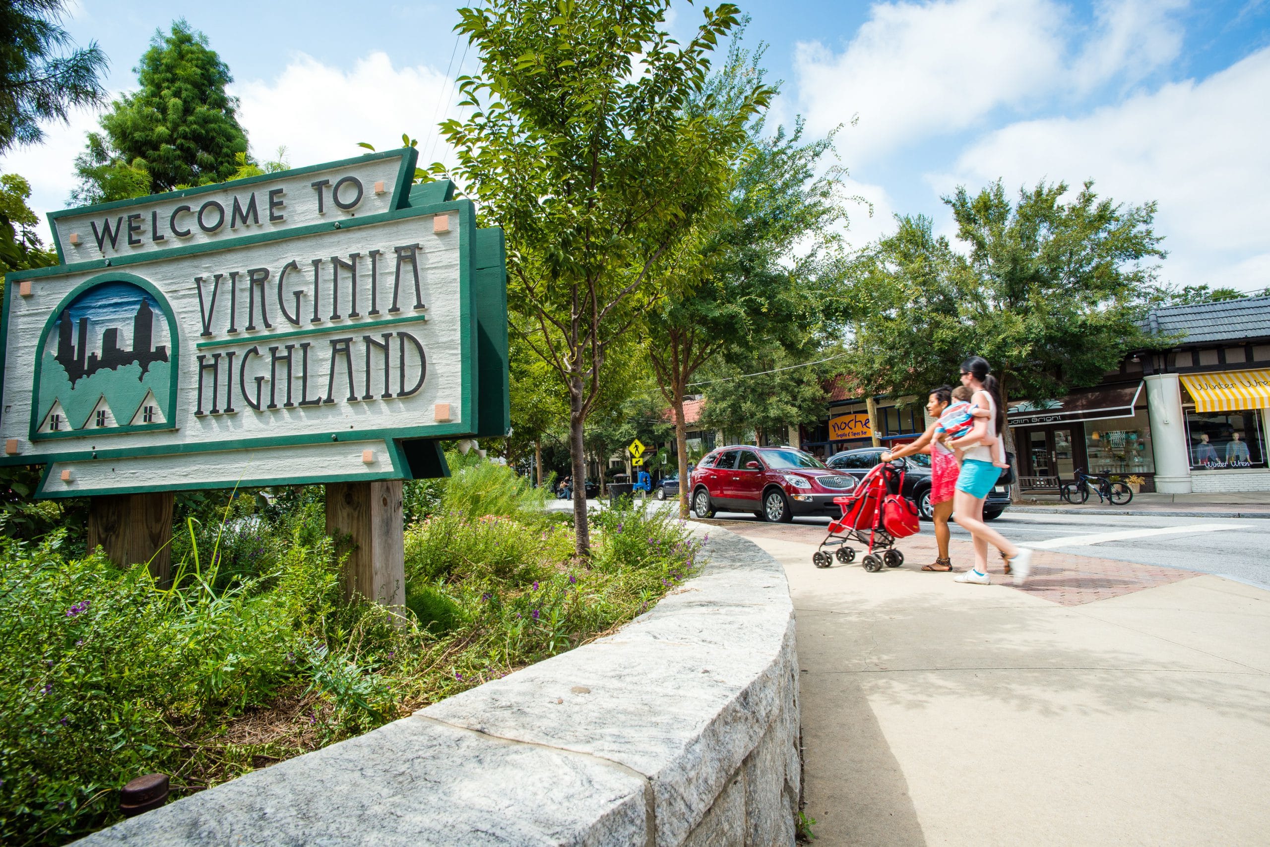 Virginia-Highland Atlanta neighborhood sign near Treeline Ansley apartments